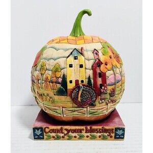 VINTAGE 2004 JIM SHORE HEARTWOOD CREEK COUNT YOUR BLESSINGS PUMPKIN #118757